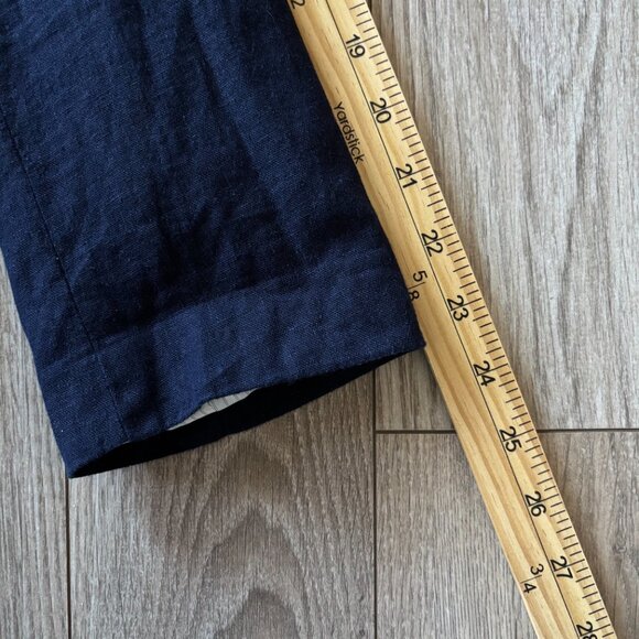 Zara Oversized Linen Blend Roll Up Sleeve Open Front Navy Blue Blazer Size XS - Picture 8 of 11